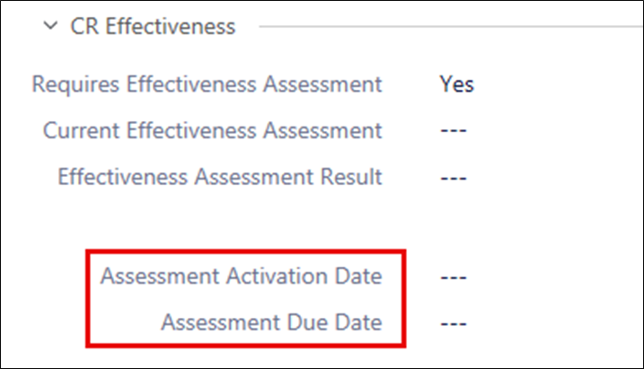 change request effectiveness assessment - activation and due date
