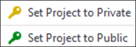 Setting project private or public
