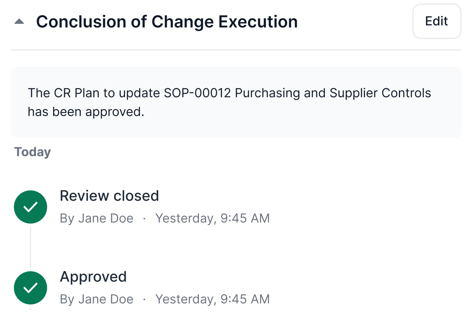 SimplerQMS Change Control History