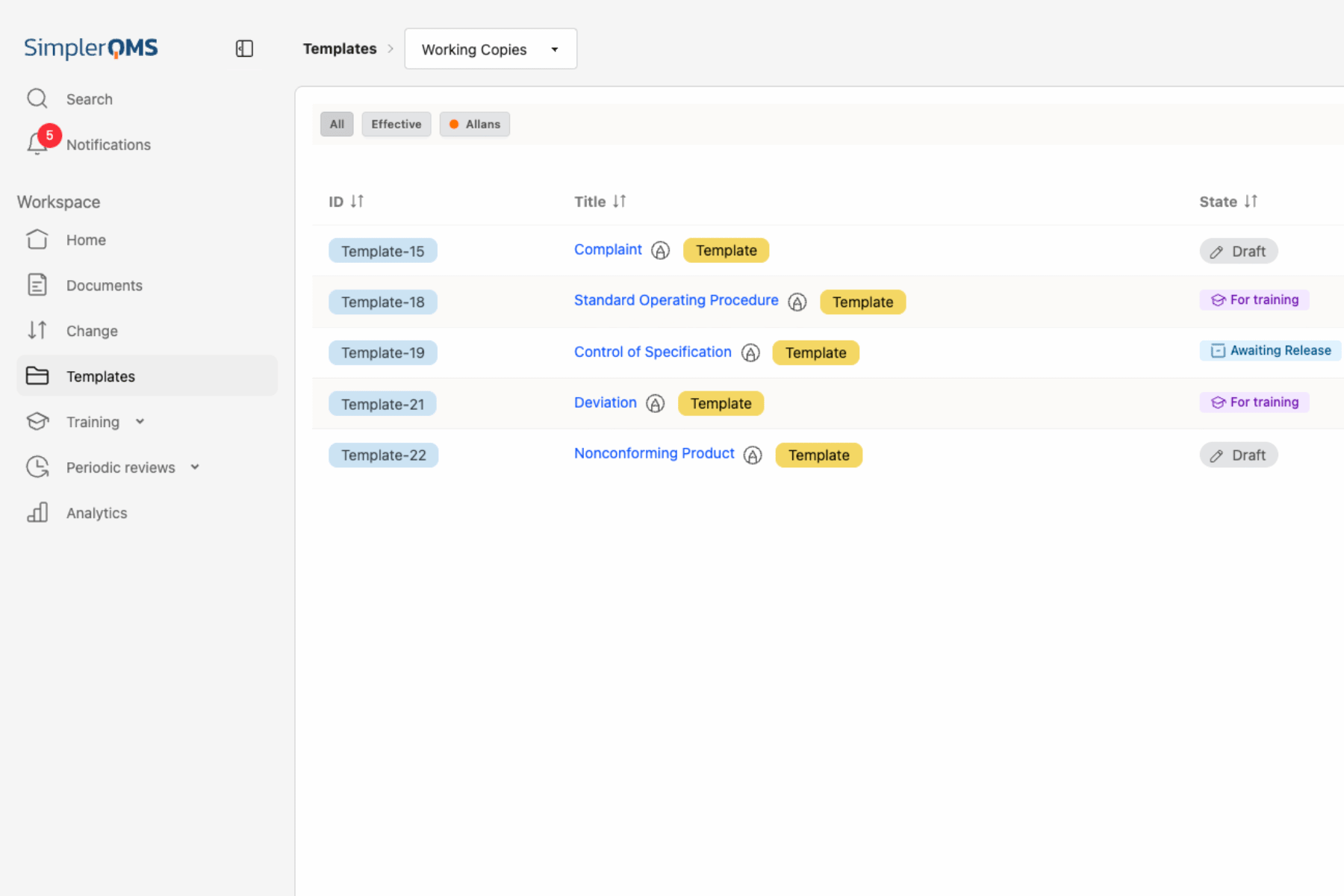 SimplerQMS Templates SimplerQMS Templates