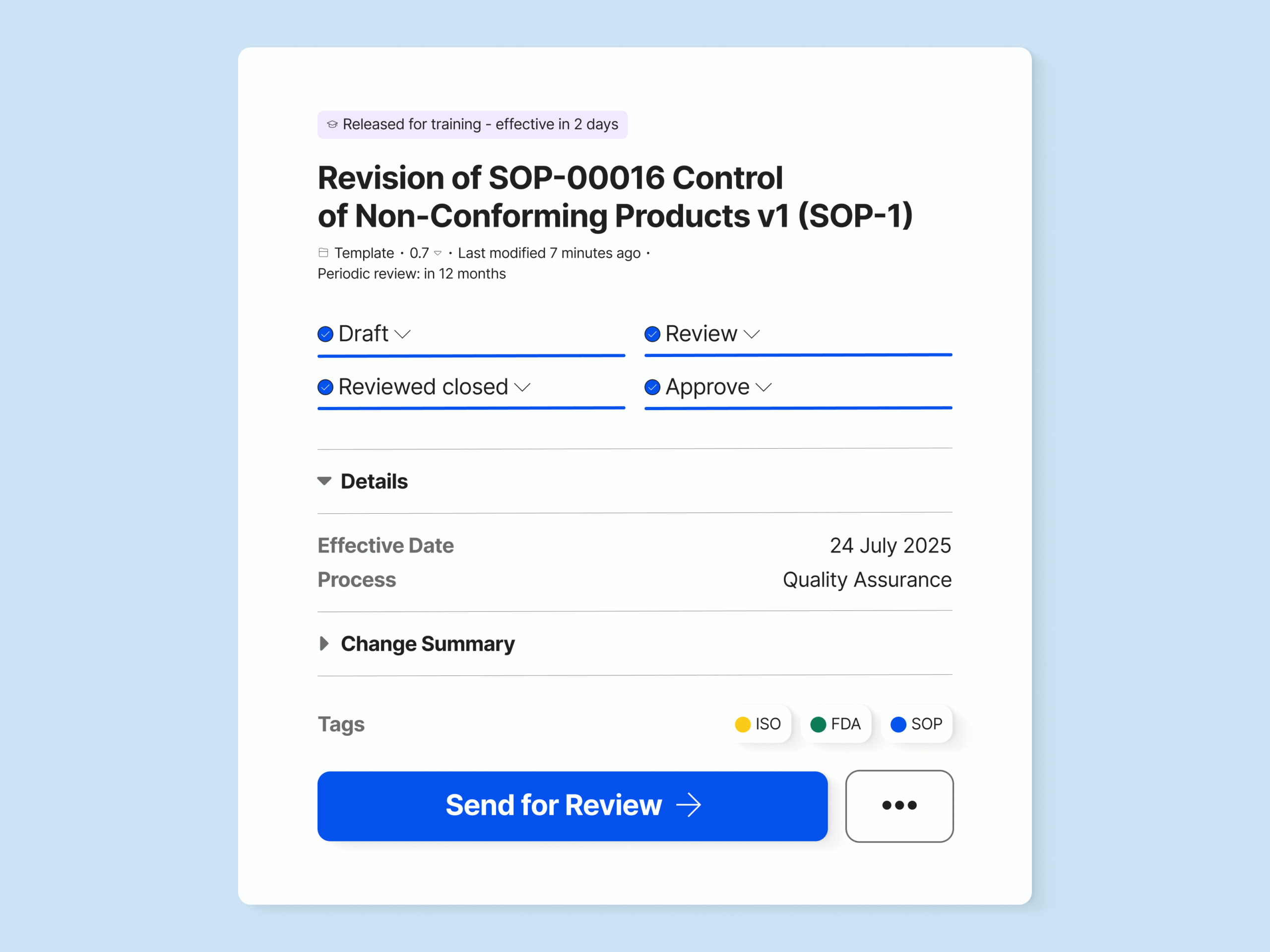 SimplerQMS Change Control Overview SimplerQMS Change Control Overview