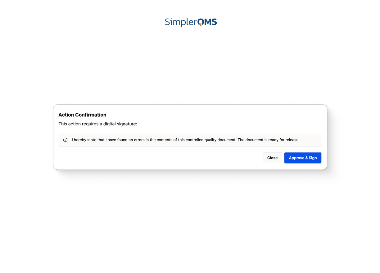 SimplerQMS Electronic Signatures and Audit Trails