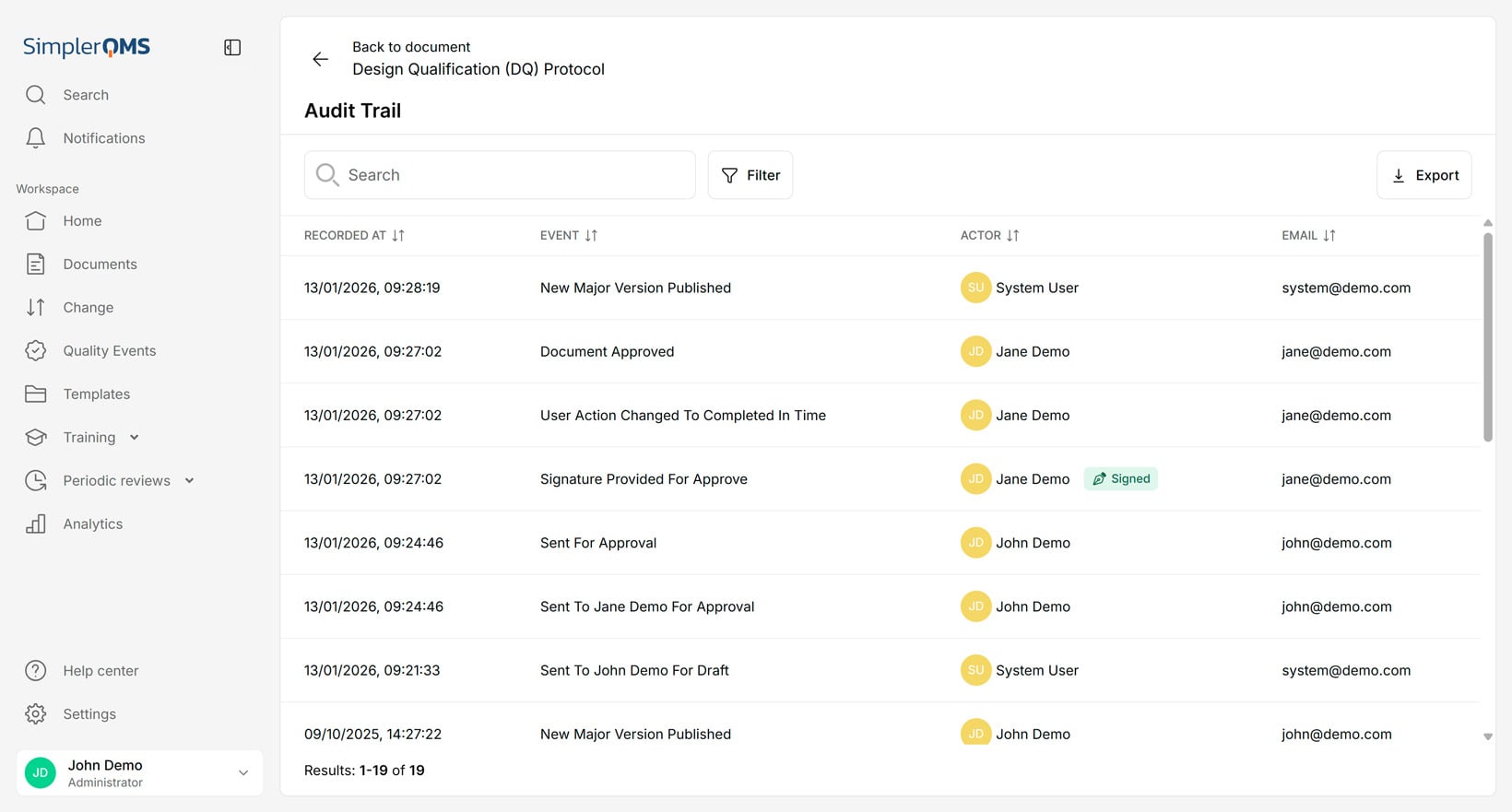 Audit Trails in SimplerQMS