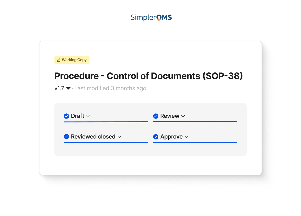 SimplerQMS - Document Control - Automated Workflows Automated Workflows