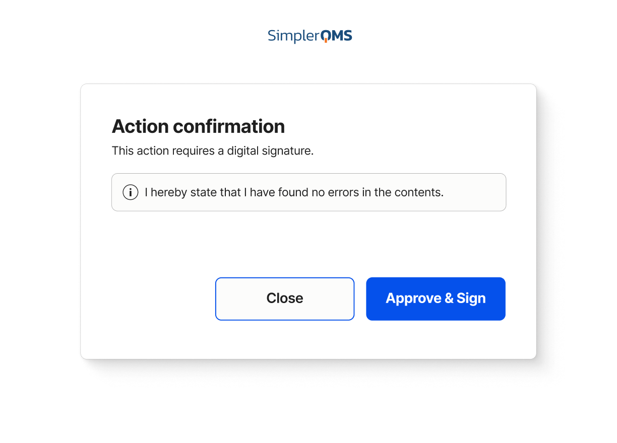 SimplerQMS - Document Control - Electronic Signatures Electronic Signatures