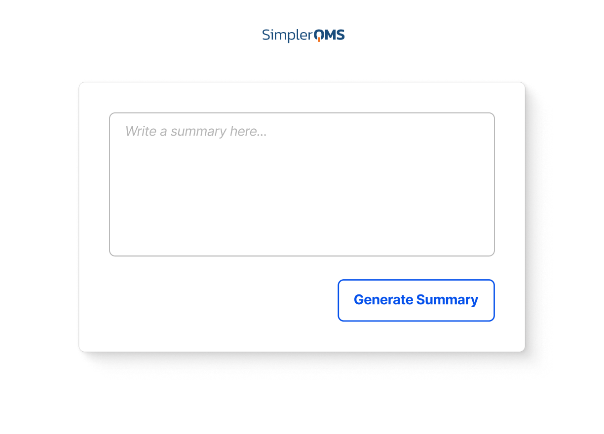SimplerQMS - Document Control - Generate Summary (AI-Powered) Generate Summary (AI-Powered)
