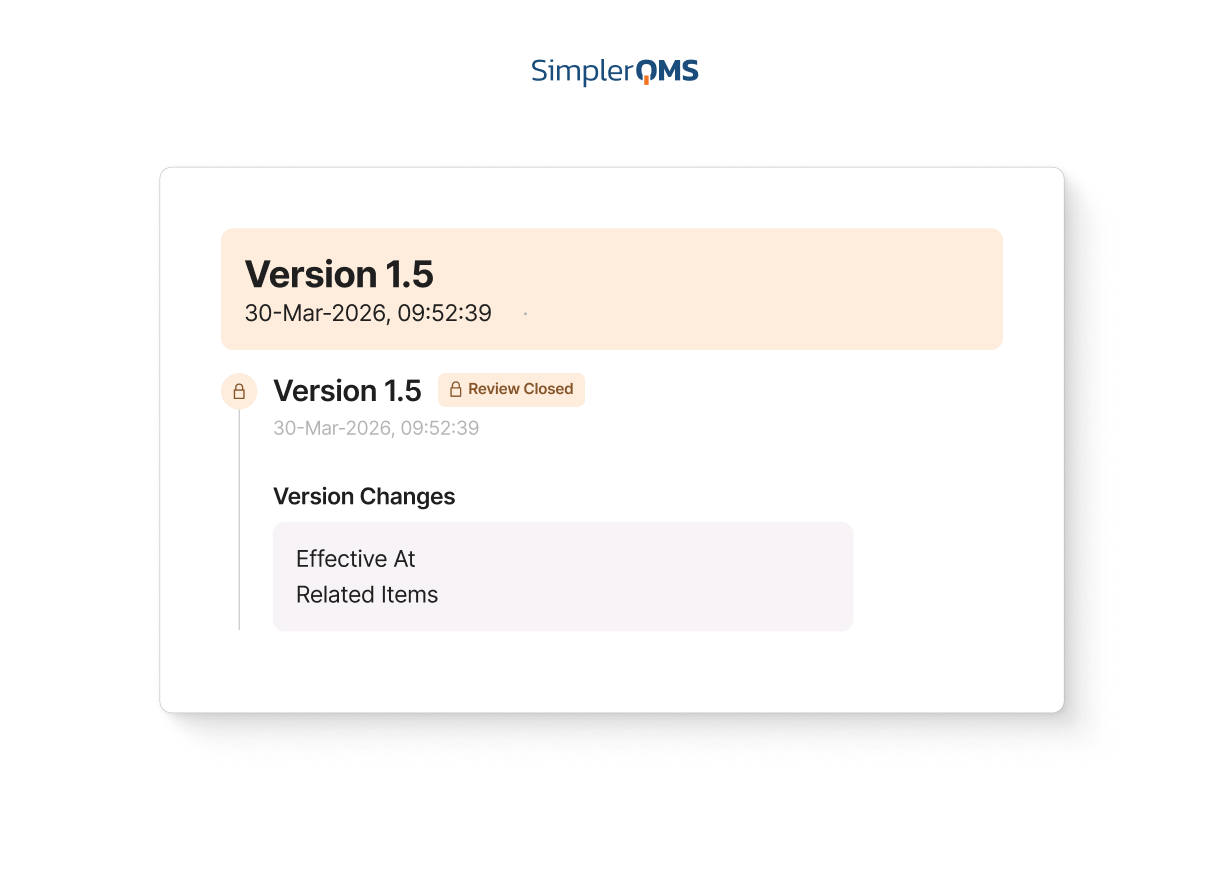 SimplerQMS - Document Control - Version Control & Document History Version Control & Document History