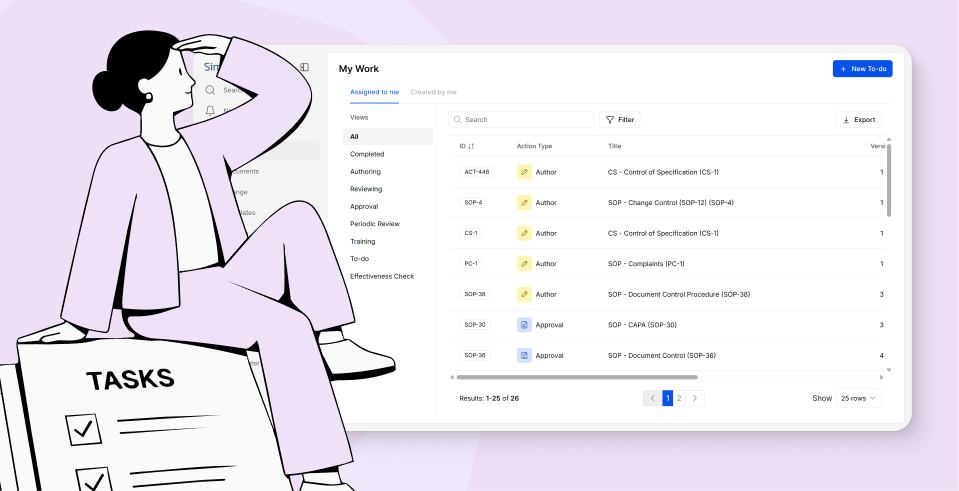 Stay on top of your tasks with SimplerQMS