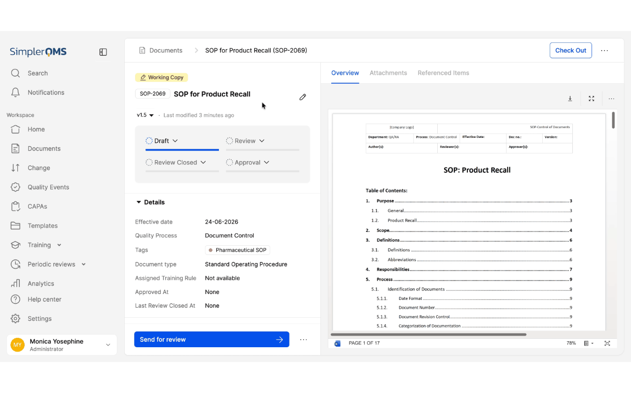 SimplerQMS – Improvement in Referenced Items