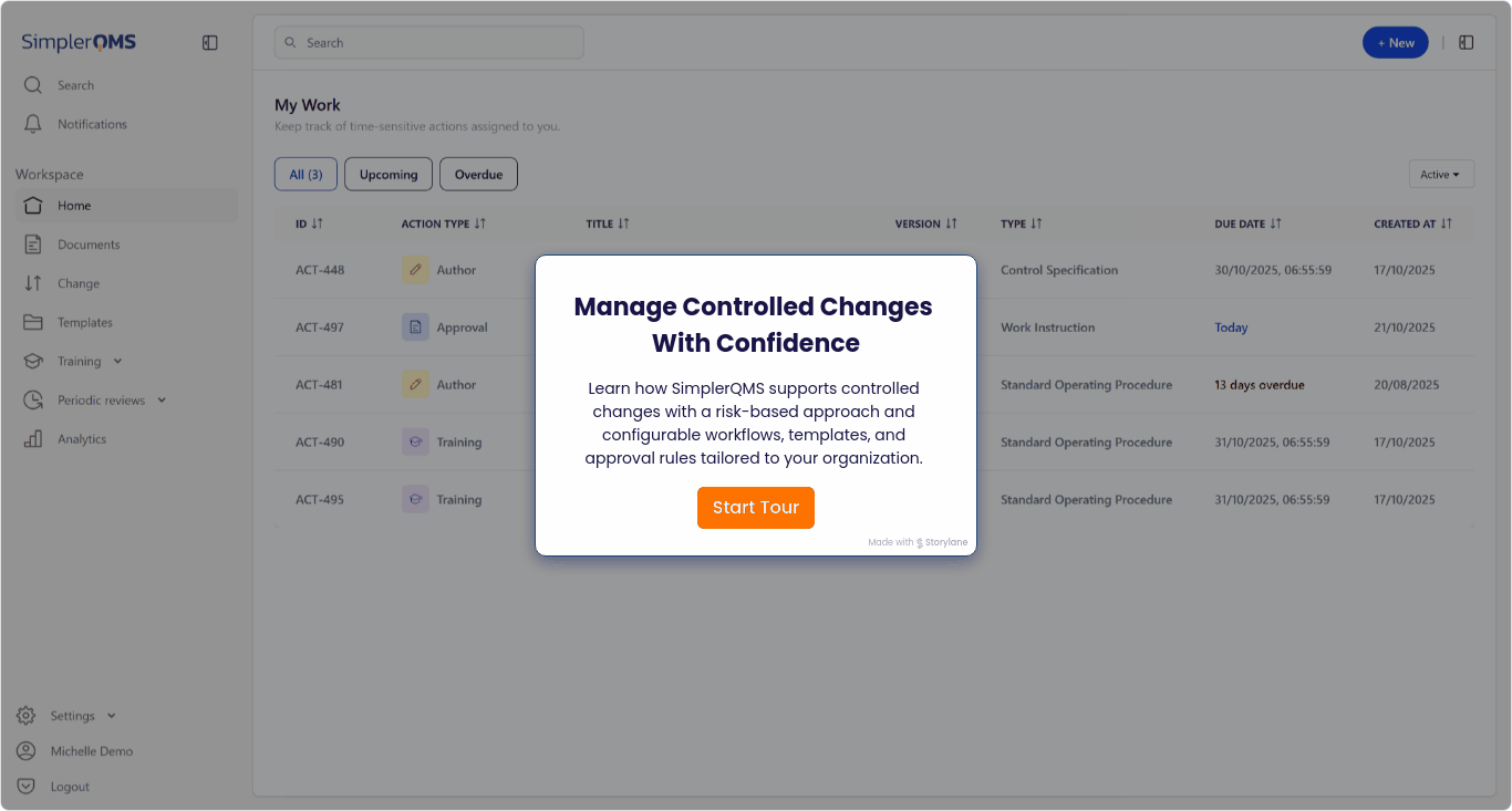 SimplerQMS – Change Control
