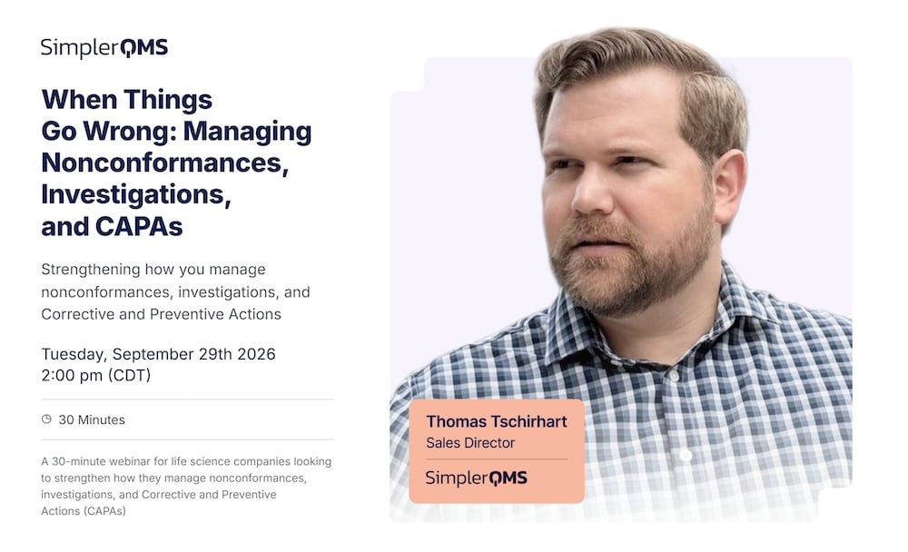 SimplerQMS Webinar Nonconformances, Investigations, CAPAs