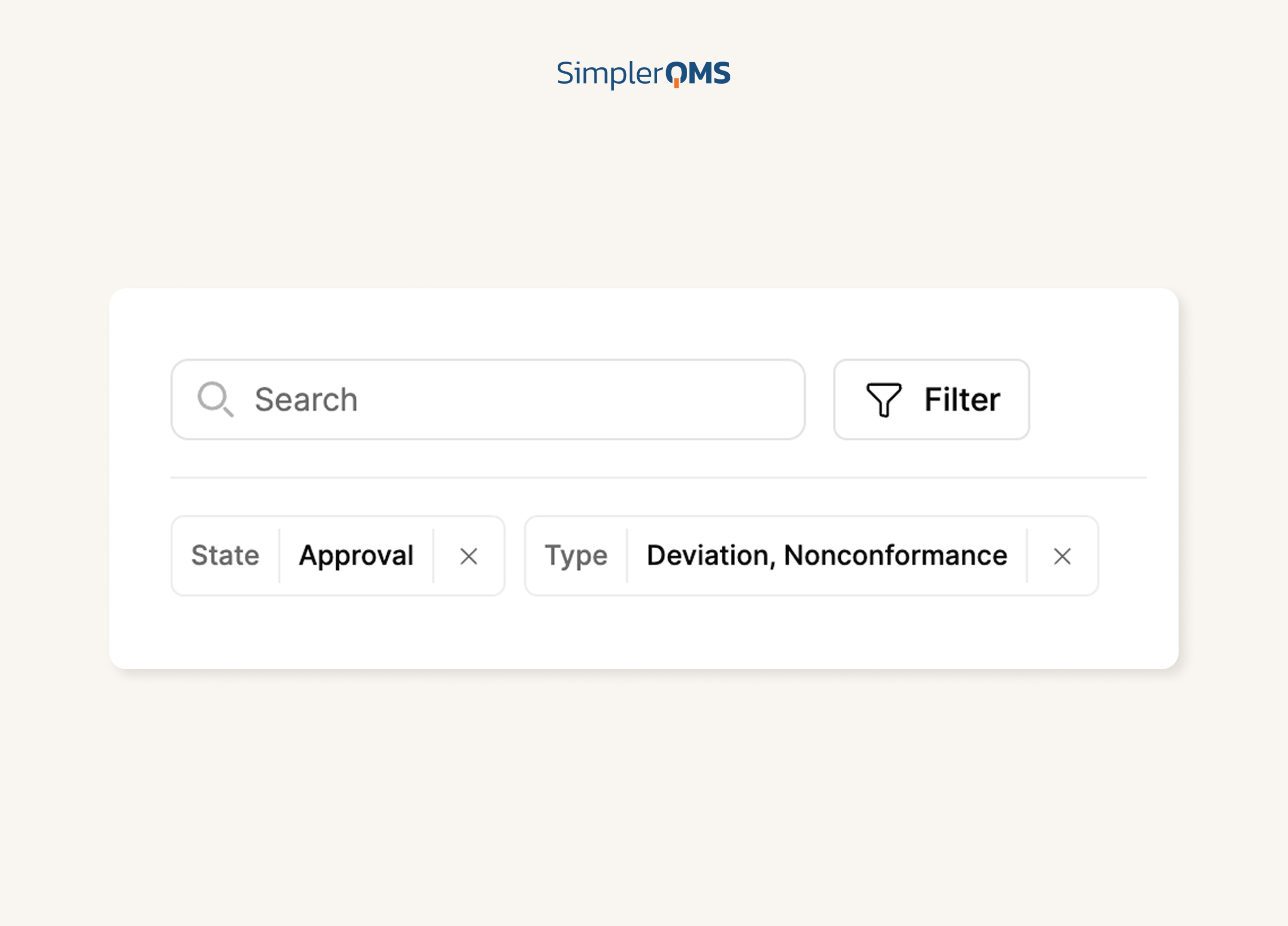 SimplerQMS - Quality Events & CAPA Software - Search, Filtering, and Easy Navigation Search, Filtering, and Easy Navigation