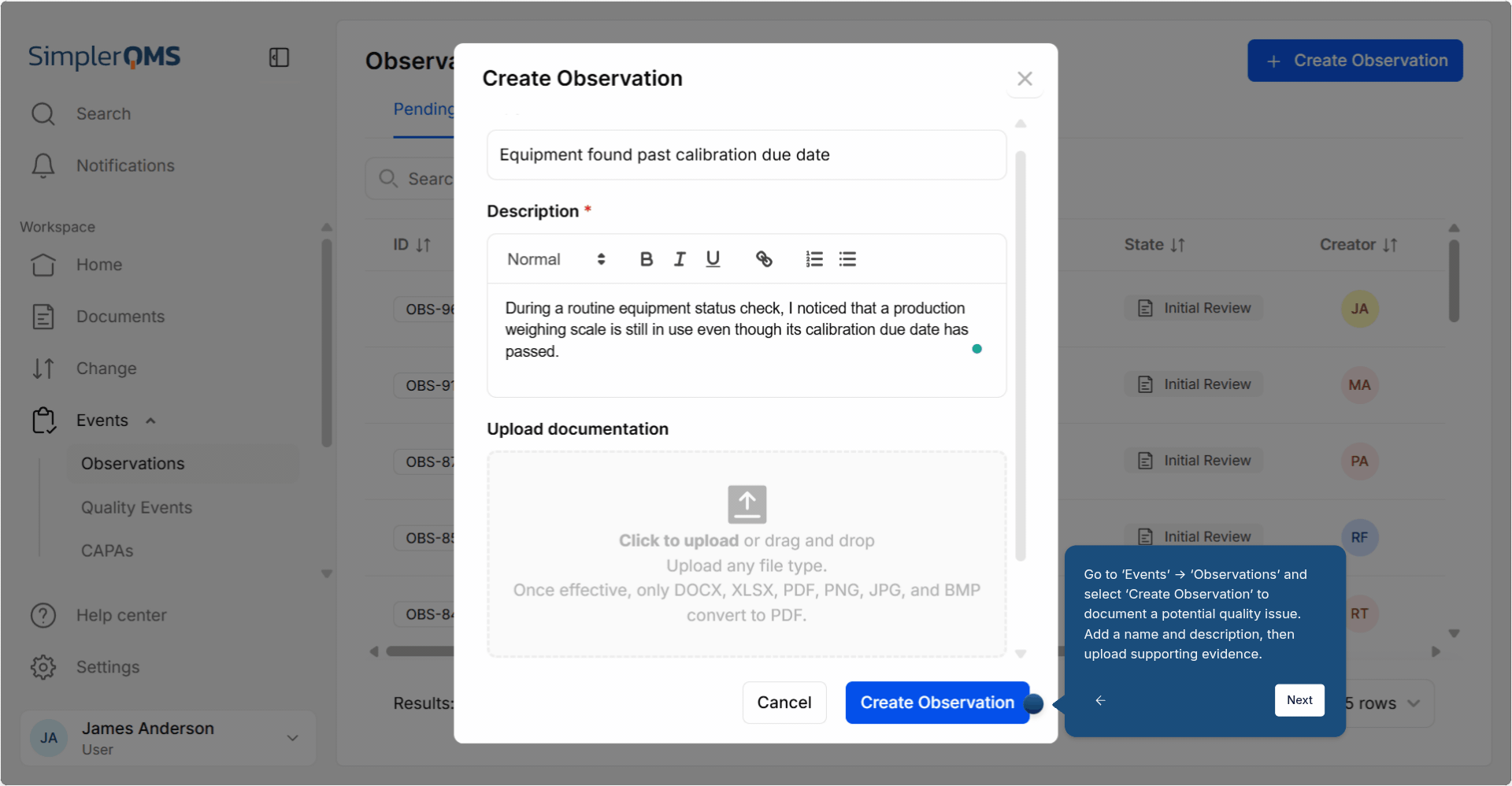 SimplerQMS – Quality Events & CAPA