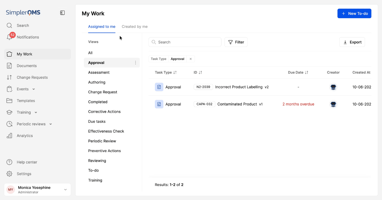 SimplerQMS Global Search